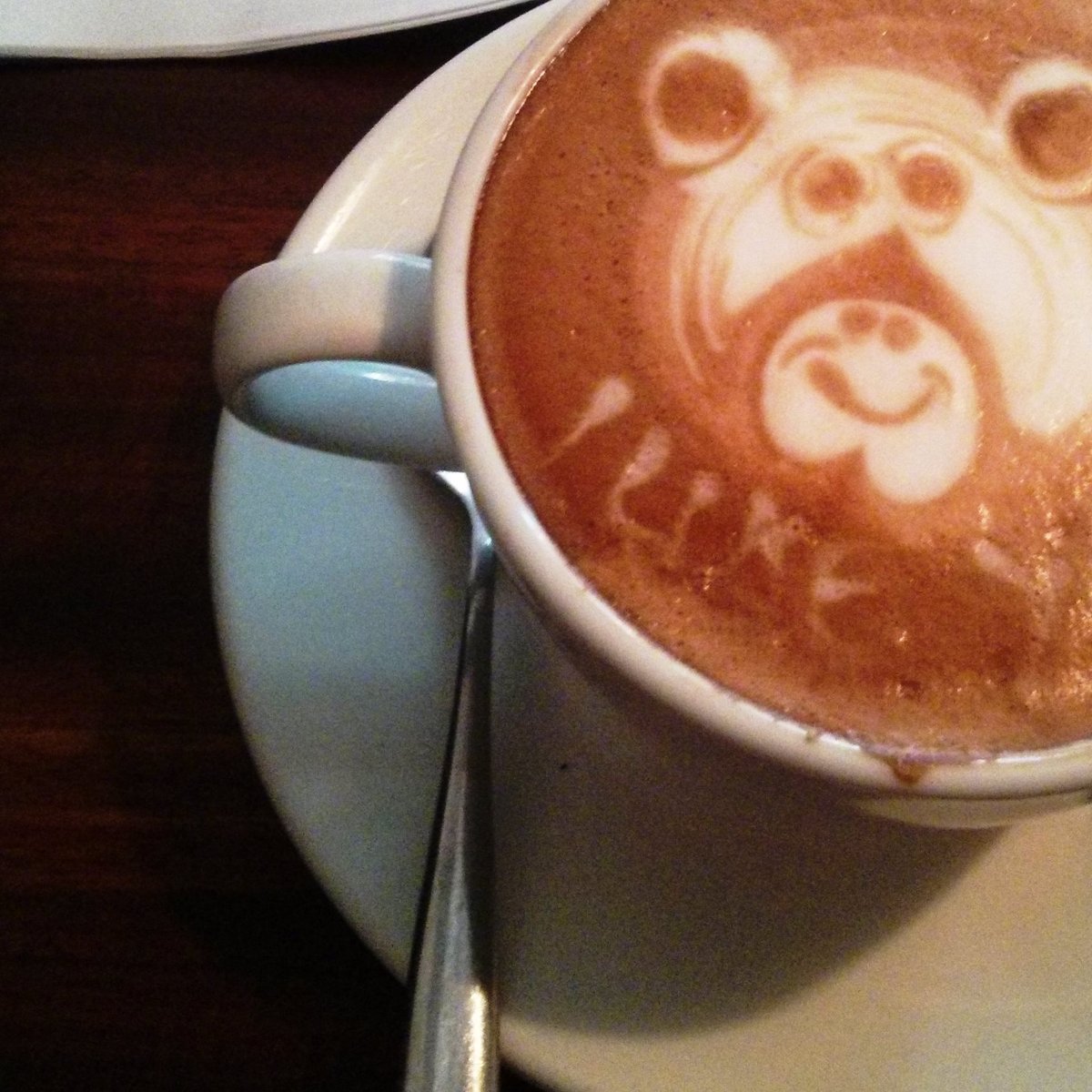 Das Foto zeigt eine Kaffeetasse, in der aus Milchschaum ein Bärenkopf und die Aufschrift "I like you" gezeichnet wurden